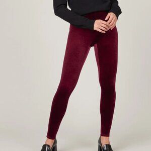 Spanx Women's Size Medium Rich Burgundy Velvet Leggings